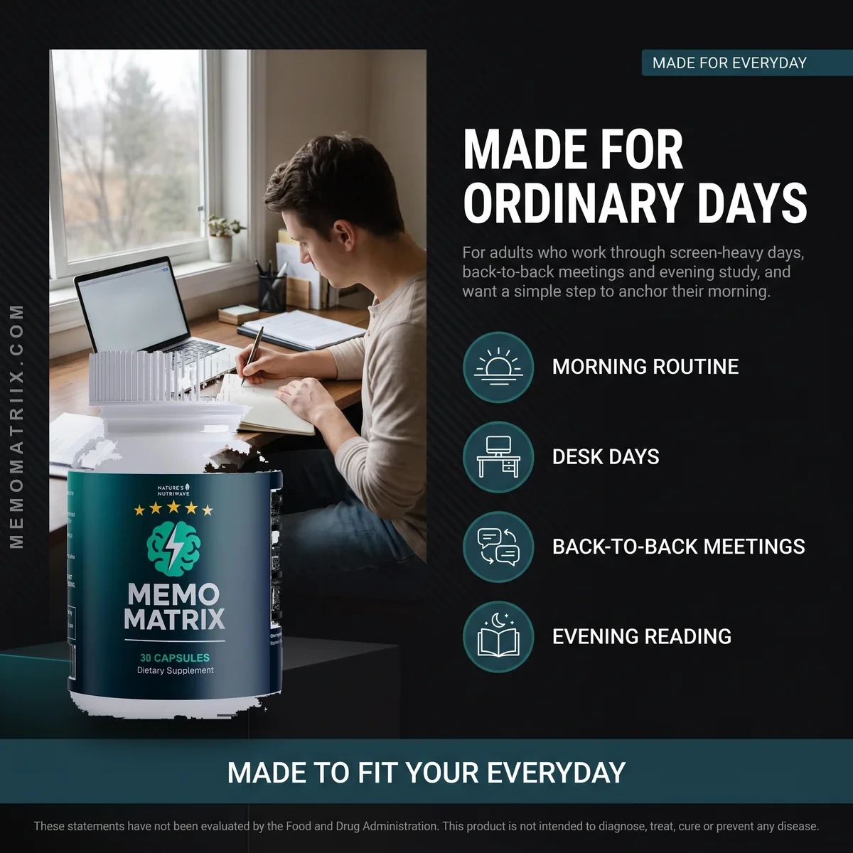 Who Memo Matrix is for: adults with screen-heavy days, back-to-back meetings and evening study